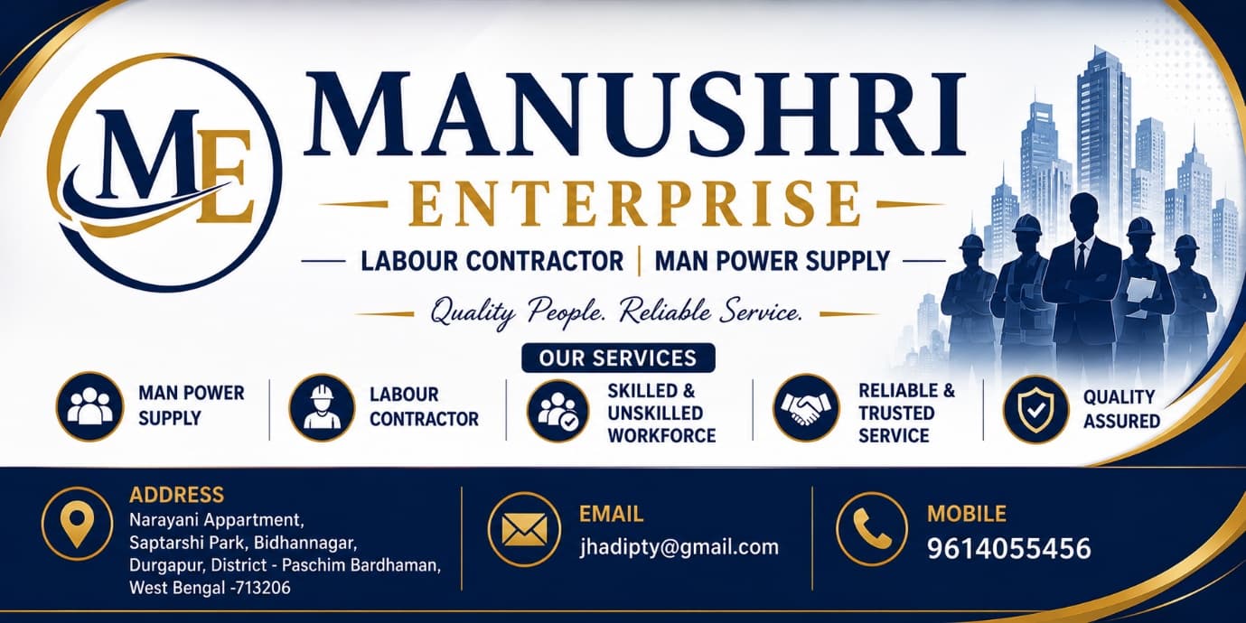 Manushri Enterprise labour contractor and manpower supply service banner.